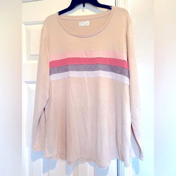 Maurice’s 24/7 contrast stripes pullover long sleeve shirt women’s XXL - Picture 1 of 3